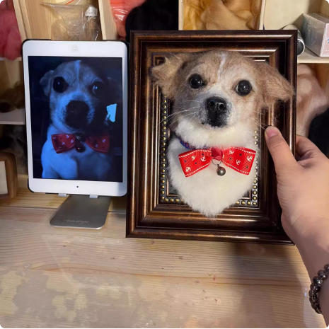 100% handmade wool felt portrait of your pet. The best pet memorial gift