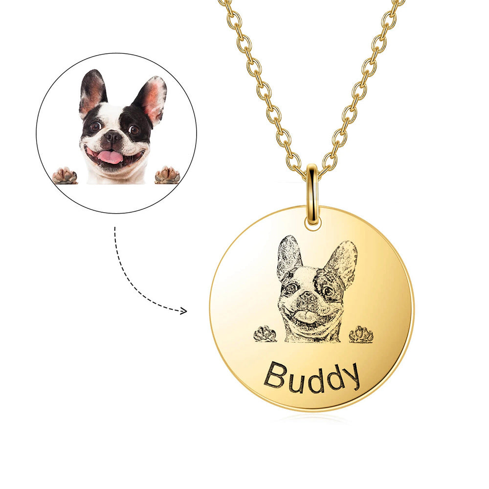 Custom Personalized Pet Portrait and Name Necklace