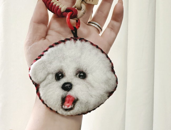Custom Wool Felt Pet Portrait Keychain